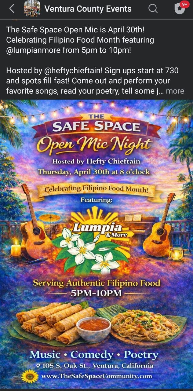 Safe Space Open Mic Night — Filipino Food Month